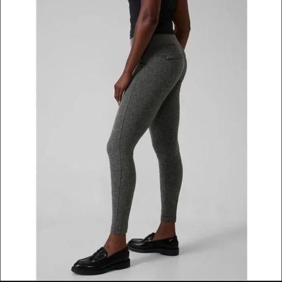 Athleta Delancey Herringbone Tight Leggings Womens Medium M Gray Casual DD09X - Picture 1 of 7